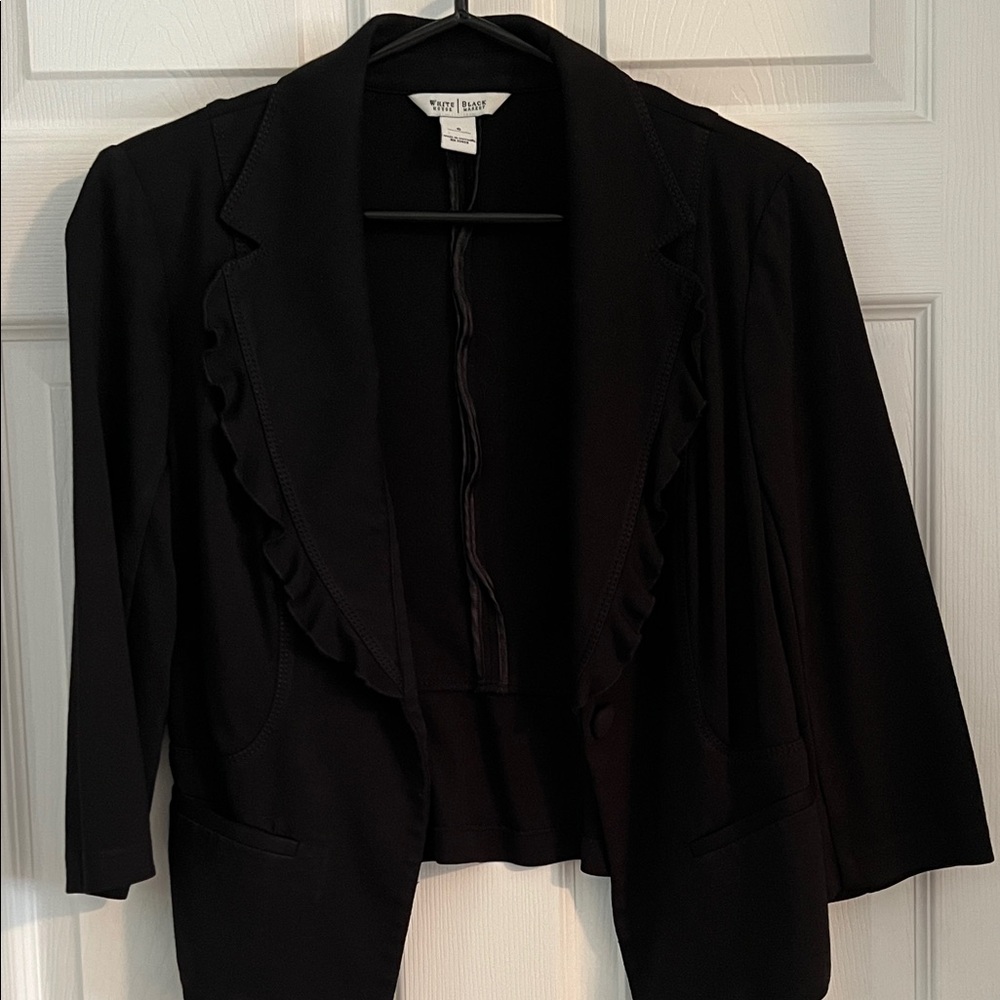 White House Black Market Ruffled Black Blazer